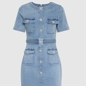 Denim Midi Dress with Button Details